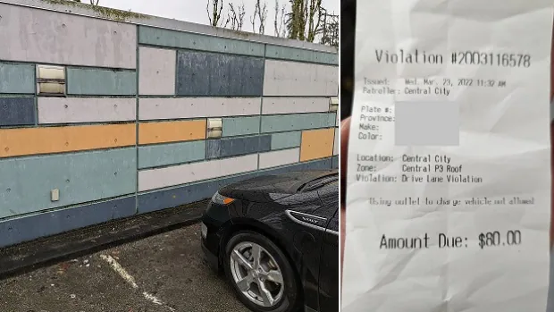 Hombre multado con $ 80 por enchufar un automóvil eléctrico a un enchufe de pared en un estacionamiento de Surrey